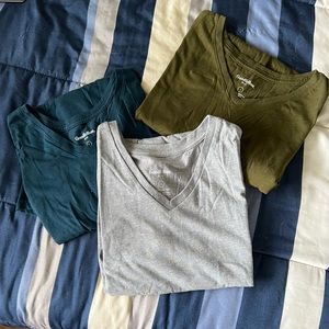 Bundle of 3 Large Goodfellow & Co  V-Neck T-Shirts Olive Teal Gray Never Worn